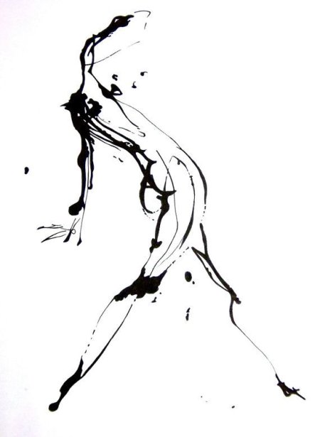 Original Abstract Human Figure Ink Drawing 85 by JBsFineArtGallery, $30.00