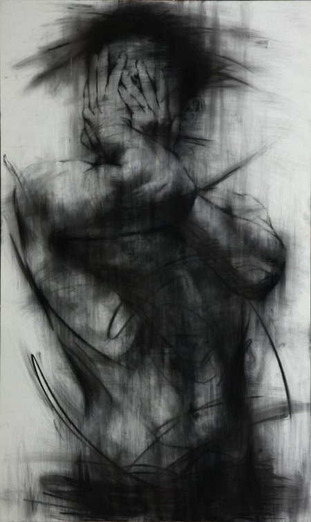 Saatchi Online Artist: KwangHo Shin; Charcoal, 2013, Drawing "[90] untitled charcoal on canvas 162 x 96.5 cm 2013 [Exhibition]"