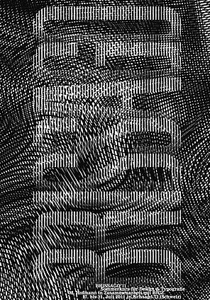 Plakat für den Sommerworkshop mit Ralph Schraivogel und Wolfgang Weingart in Brissago TI, Schweiz.