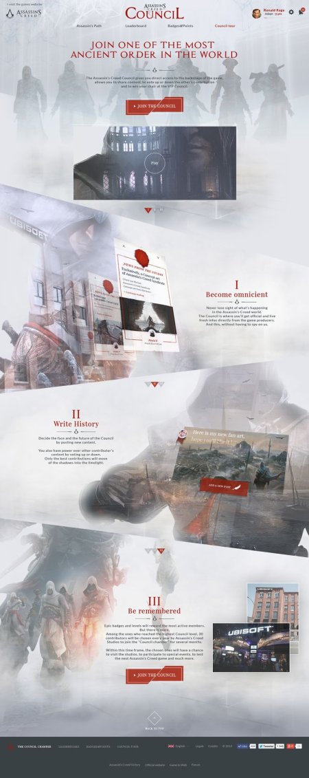 Assassin's Creed Council on Behance #Ui #ux #layout #webdesign #craft #crafted #ubisoft