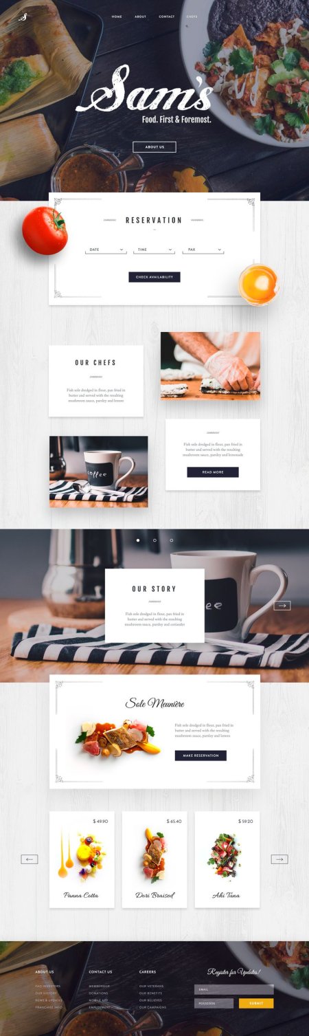 Food Diner landing page website design containing food menu and other details