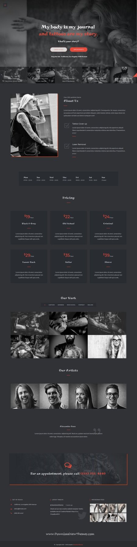 Ampster is a clean and modern design responsive multipurpose #WordPress theme for creative #tattoo and #piercing studio website with 58+ niche homepage layouts to download & live preview click on image or Visit #webdesign