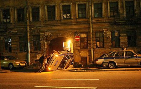 Russia Voina uses a police car for art