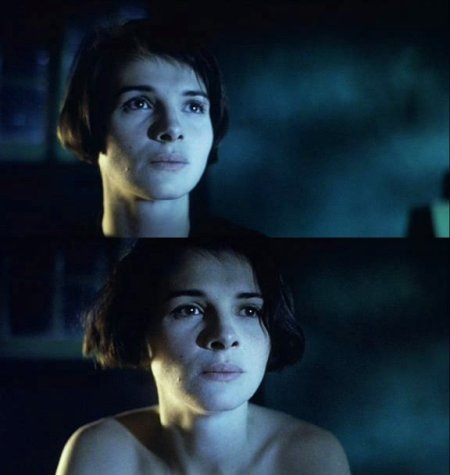 "Blue", (Juliette Binoche). is the first film of the Three Colors trilogy. Director: Krzysztof Kieslowski (1993)
