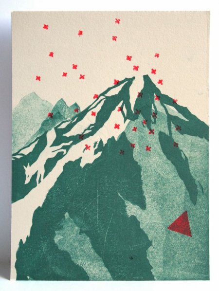 pentes du cairas - Linogravure - Evelyne Mary (France)