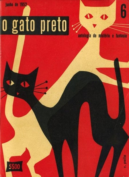 Cover illustration by Victor Palla (1922-2006), 1952, O gato preto,