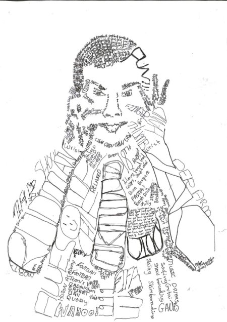 Calligram Portrait! Words to express yourself! (Miss Allen's 2012/13 Year 9 Class)