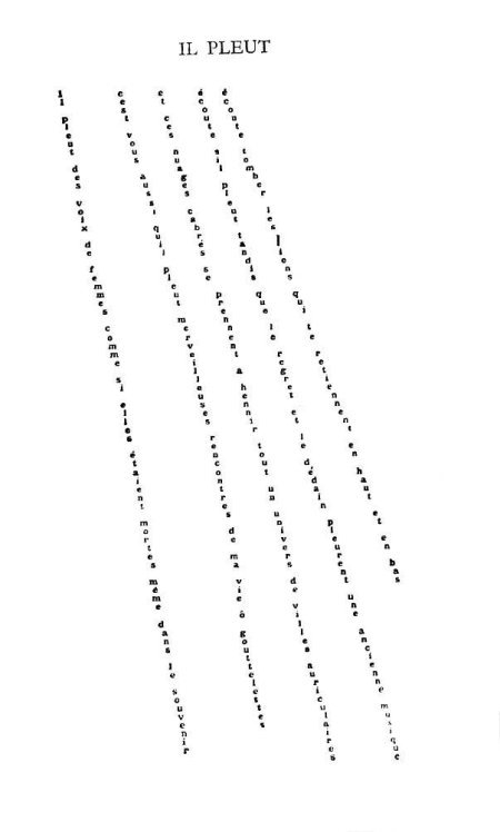 Apollinaire -'Il Pleut'/ "It's raining"