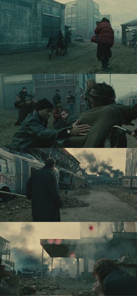 One of the best single-shot sequences in movie history: the 6-minute Uprising scene in Children of Men (2006). Cinematography by Emmanuel Lubezki.